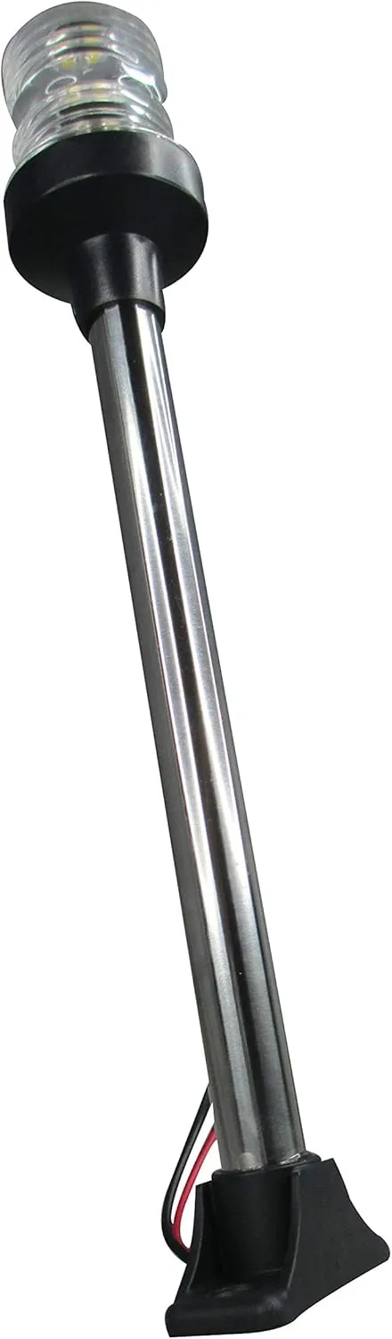 Pactrade Marine 12V Marine Boat Yacht Pontoon Navigation Anchor Light 360 Degrees All Around Nature White LED Splashproof Black Housing USCG Certified Approved (Fixed Base (H=12.75"))