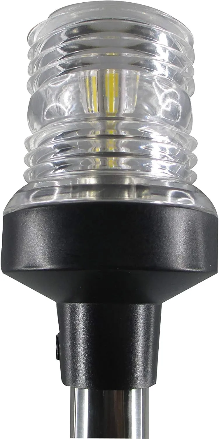 Pactrade Marine 12V Marine Boat Yacht Pontoon Navigation Anchor Light 360 Degrees All Around Nature White LED Splashproof Black Housing USCG Certified Approved (Fold Down Base (H=9.75"))
