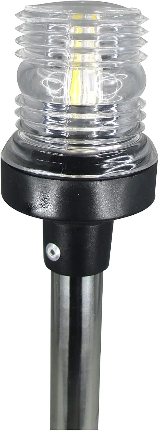 Pactrade Marine 12V Marine Boat Yacht Pontoon Navigation Anchor Light 360 Degrees All Around Nature White LED Splashproof Black Housing USCG Certified Approved (Fold Down Base (H=9.75"))