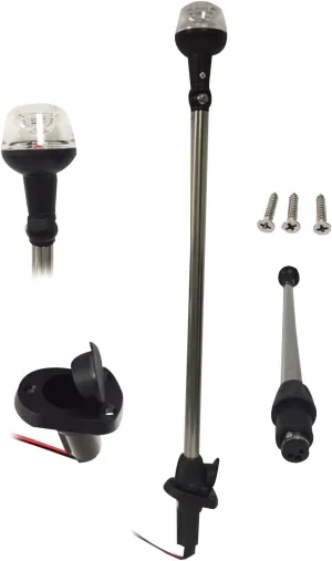 Pactrade Marine Boat 25" LED All-Around Stern Pole Light w/Base USCG 2NM for Pontoon, Sport and Fishing Boat