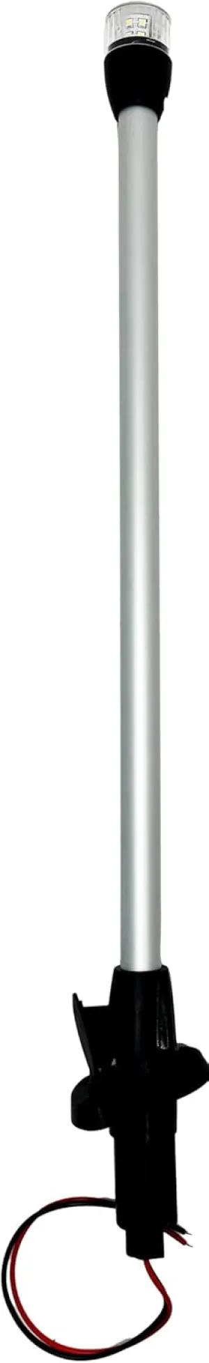 Pactrade Marine LED 22-1/4 Inches All Round Long Stern Light Anchor Light Aluminum Pole Light Navigation Light with Removable 2 Pin Plug in Angled Base USCG 2NM for Pontoon Fishing Boats Yacht