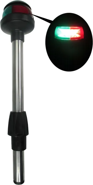 Pactrade Marine LED Green Red Navigation Bow Light 12" SS304 Pole Collar Plug-in (Without 2-Prong Nylon Base Black Socket)