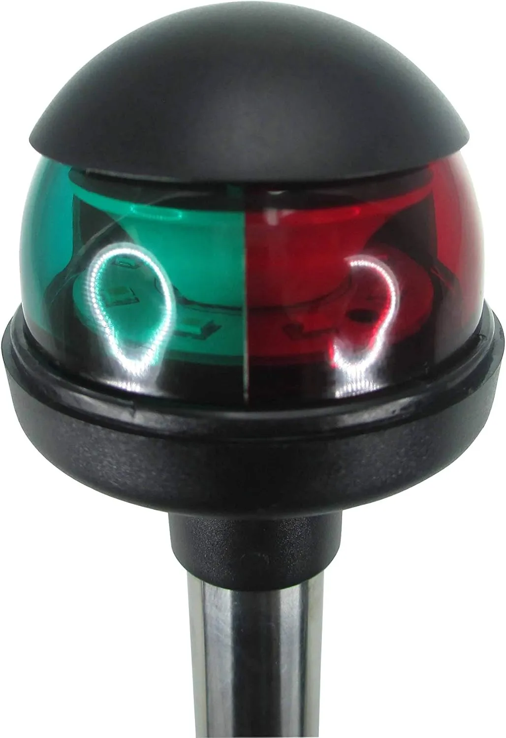 Pactrade Marine LED Green Red Navigation Bow Light 12" SS304 Pole Collar Plug-in (Without 2-Prong Nylon Base Black Socket)