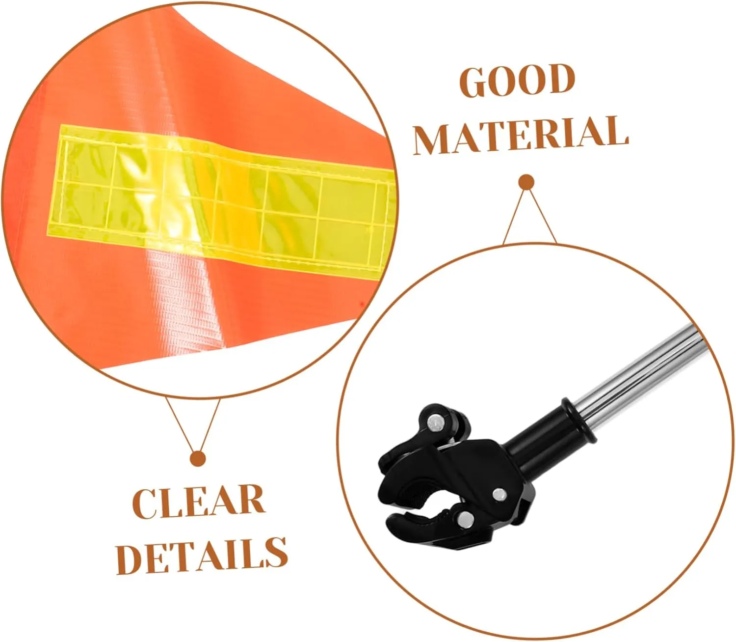 PartyKindom Reflective Golf Cart Safety Flag Telescopic Pole 1.2m Extendable Wheelchair Accessory
