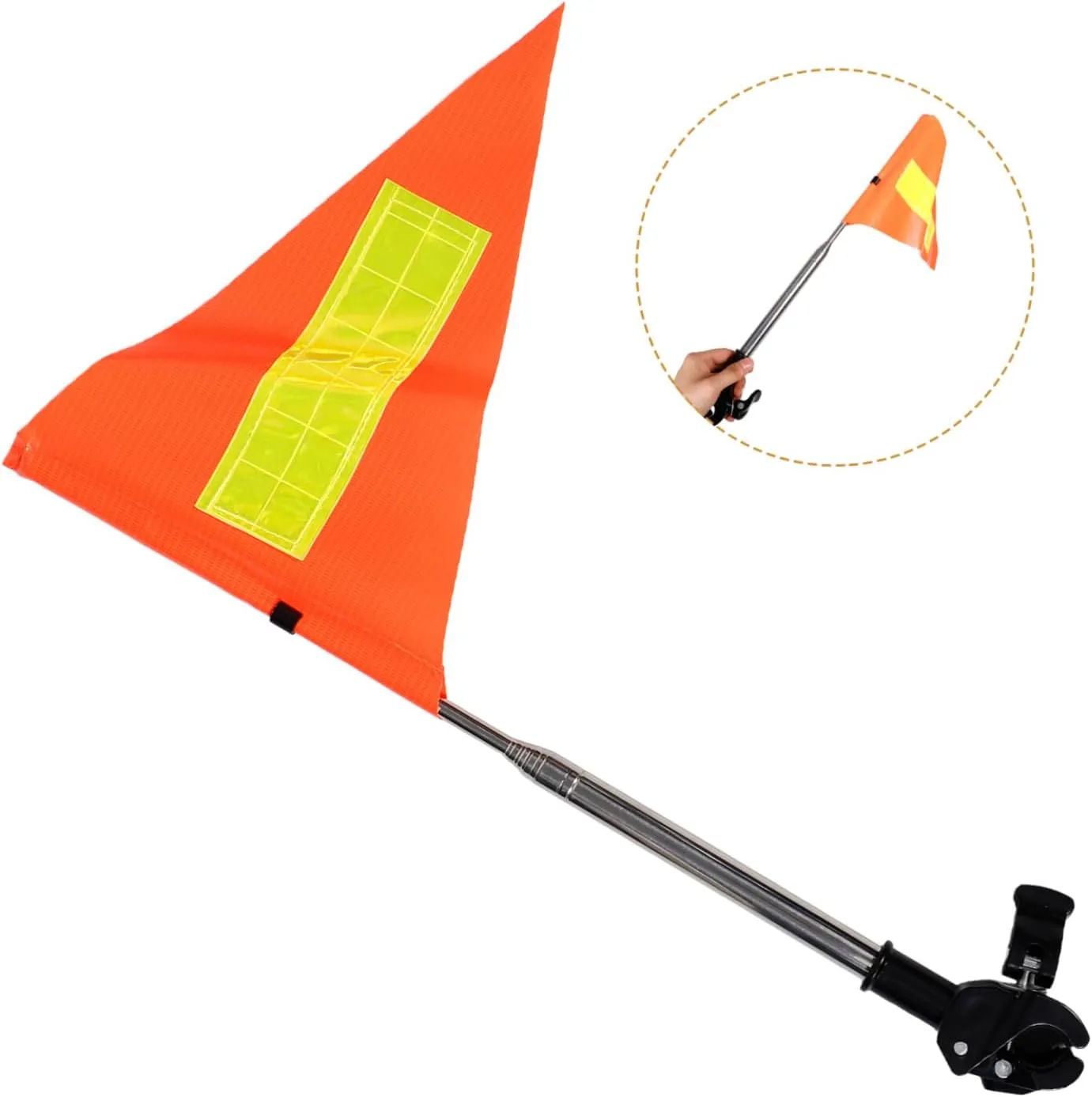PartyKindom Reflective Golf Cart Safety Flag Telescopic Pole 1.2m Extendable Wheelchair Accessory