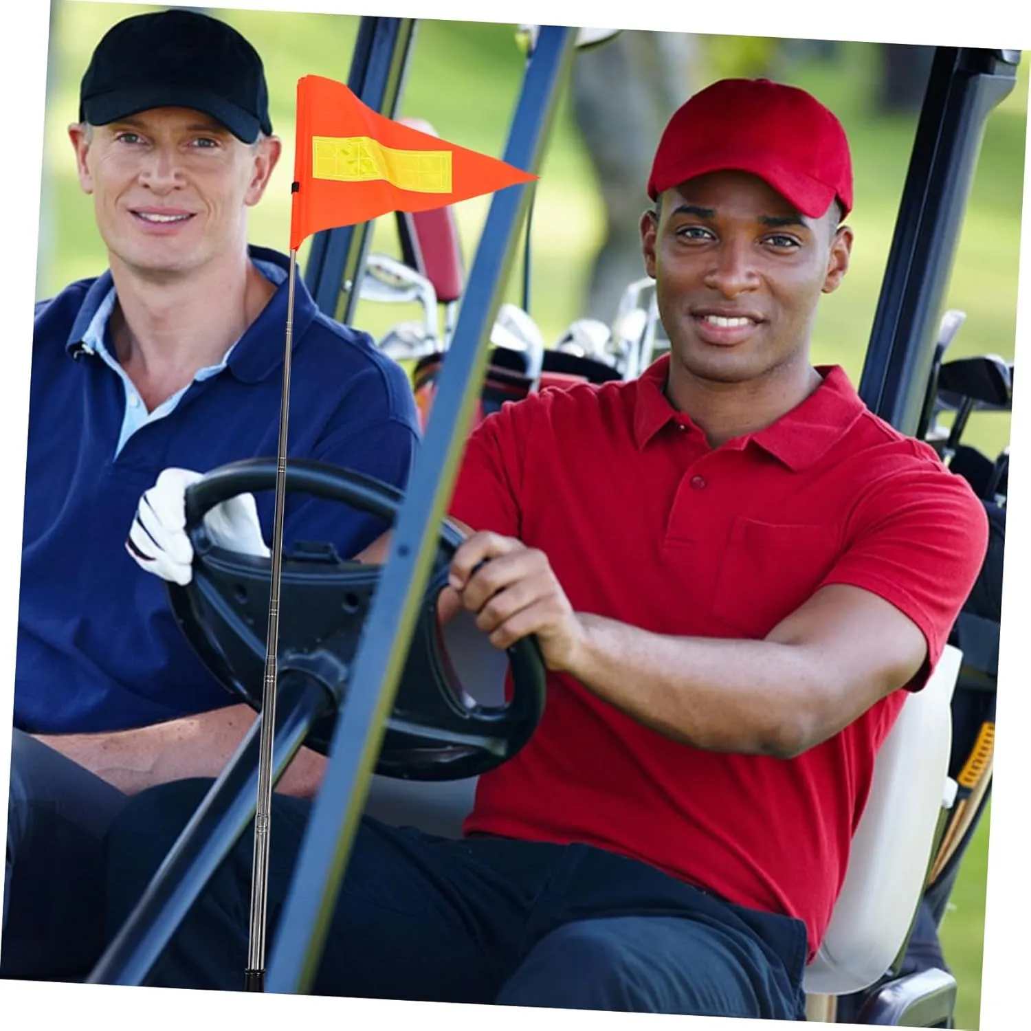 PartyKindom Reflective Golf Cart Safety Flag Telescopic Pole 1.2m Extendable Wheelchair Accessory