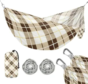 Pastel Brown Plaid 330lb Capacity Outdoor Hammock Fabric Hammock for Camping Travel Accessories hamaca para acampar