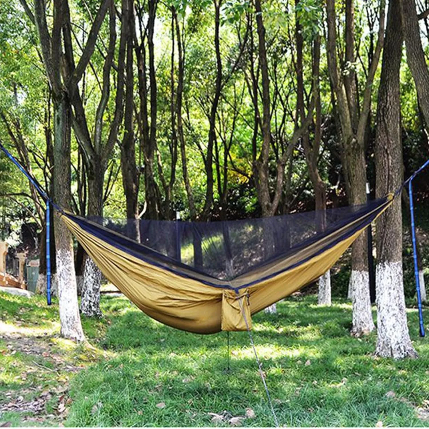 Patio Hammock - Outdoor Hammock | Hammock Fly Net | Portable Hammock Strong Capacity | Parachute Hammock Camping | Hammock Tarp, Foldable Hammock Net for Camping Hiking Fishing, Khaki