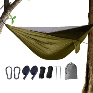 Patio Hammock - Outdoor Hammock | Hammock Fly Net | Portable Hammock Strong Capacity | Parachute Hammock Camping | Hammock Tarp, Foldable Hammock Net for Camping Hiking Fishing, Khaki