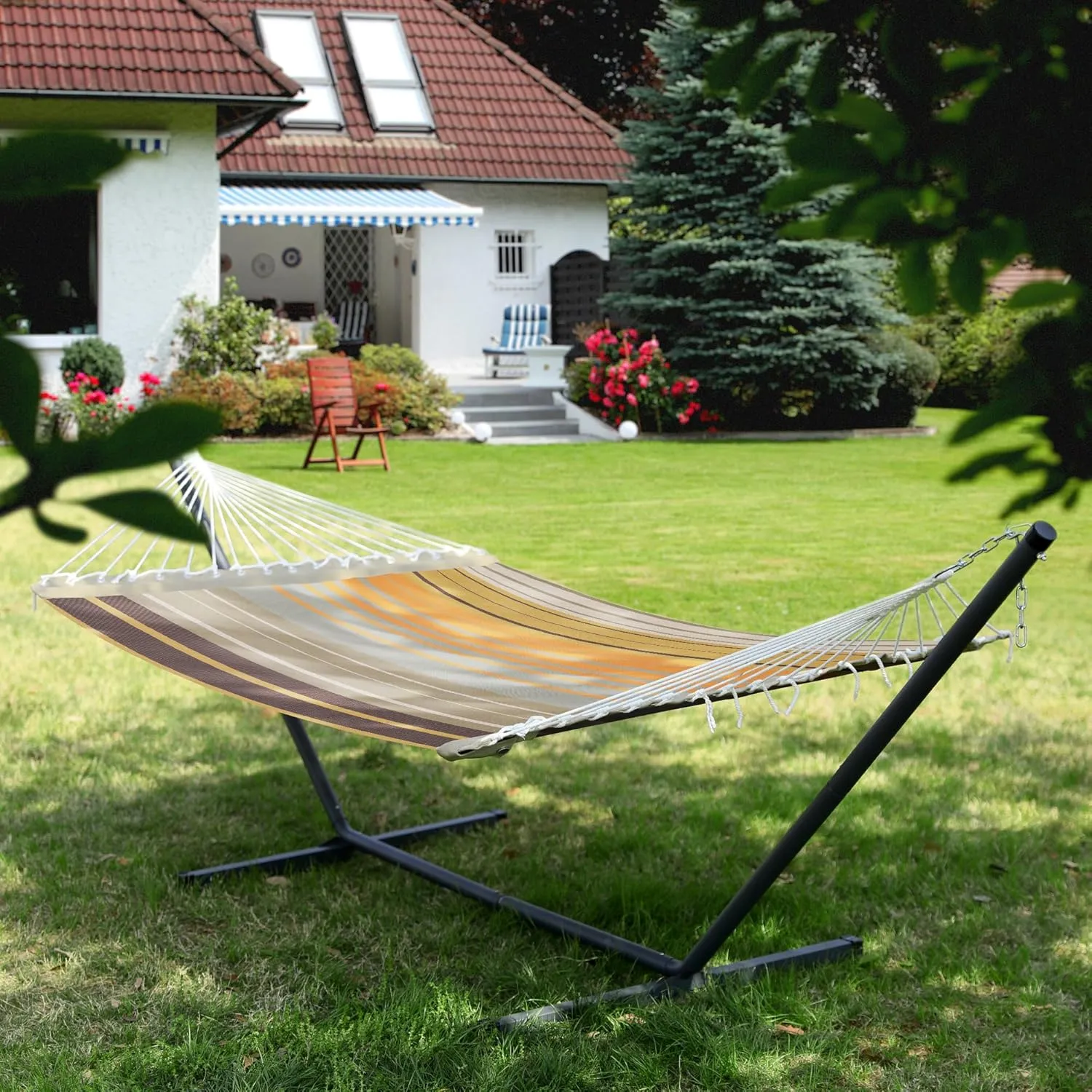Patio Watcher 13 FT Quick Dry Textilene Hammock - Outdoor Double Hammock - Heavy Duty for Outside - 450 lbs Capacity - Coffee