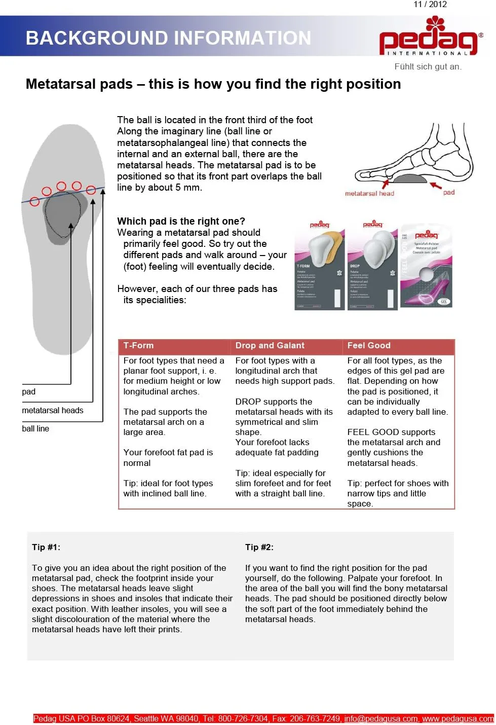 Pedag T-Form | German Made | Metatarsal Foot Pads for Pain Relief | Anatomically Correct | Vegetable Tan Leather | Self Adhesive | White | Size Med, Fits US W 8-10 / US M 7 | 3 Pairs