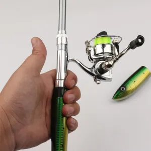 Pen Fishing Rod Kit, Pen Fishing Rod Reel Combo Set, Mini Pocket Telescopic Rod with Spinning Reel, 1.4m/55 Fishing Rod Reel Combo Kit for altwater Freshwater