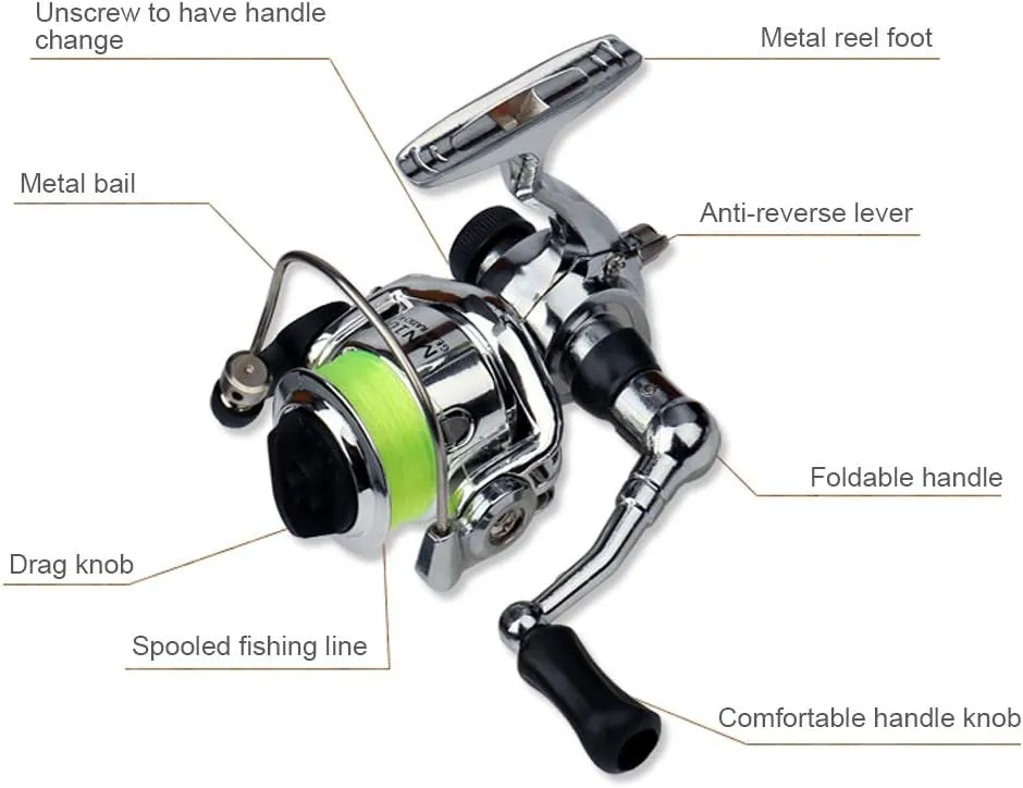 Pocket Collapsible Fishing Rod Reel Combo Mini Pen Fishing Pole Kit Telescopic Fishing Rod Spinning Reel Combo Kit