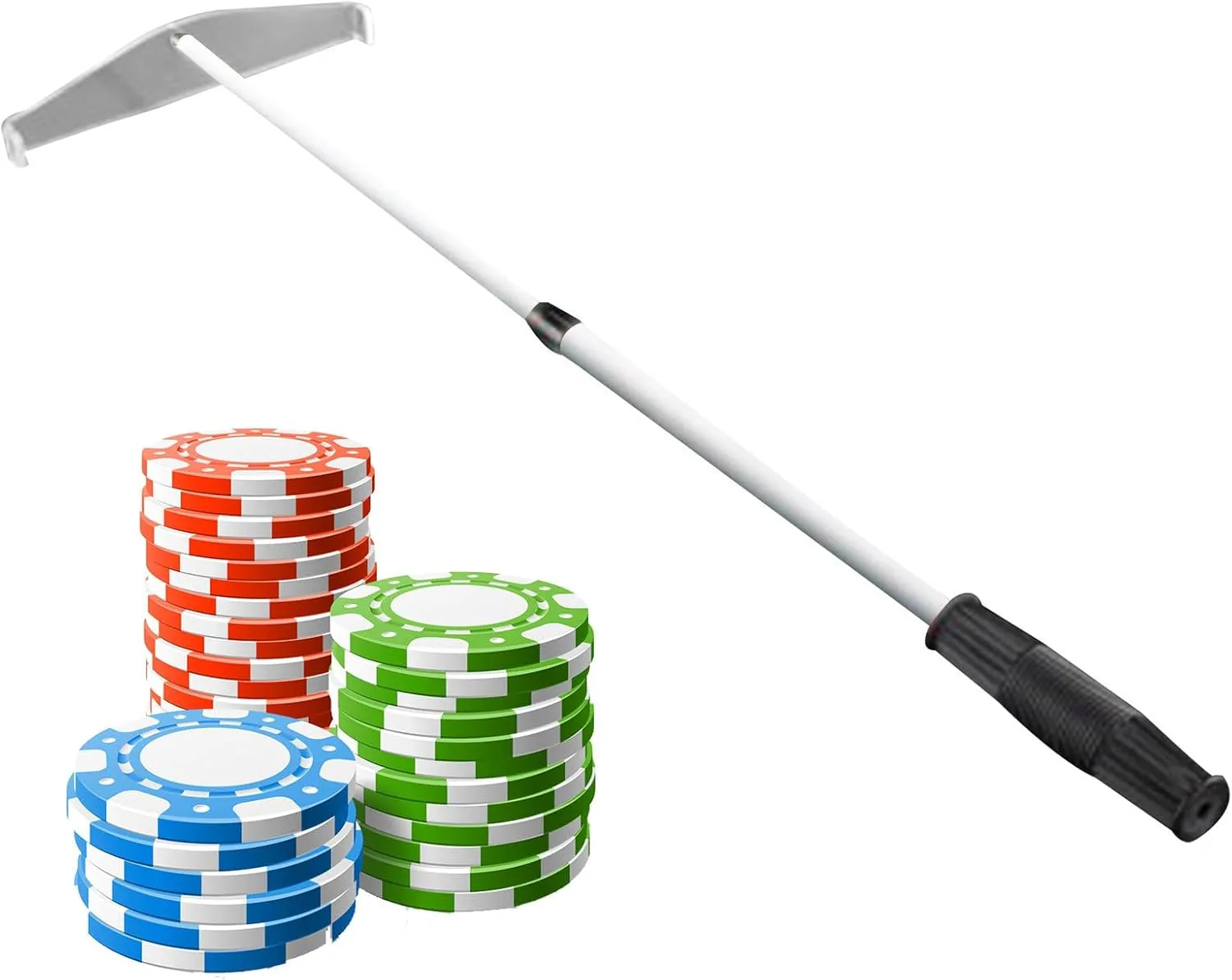 Poker Chip Push - 200g Metal Rod Telescopic Roulette Chip Rake | Detachable Head Poker Chip Collector Rake with Black Handle | Acrylic Win Marker Chip for casinoo Poker Chip Case Gambling Box