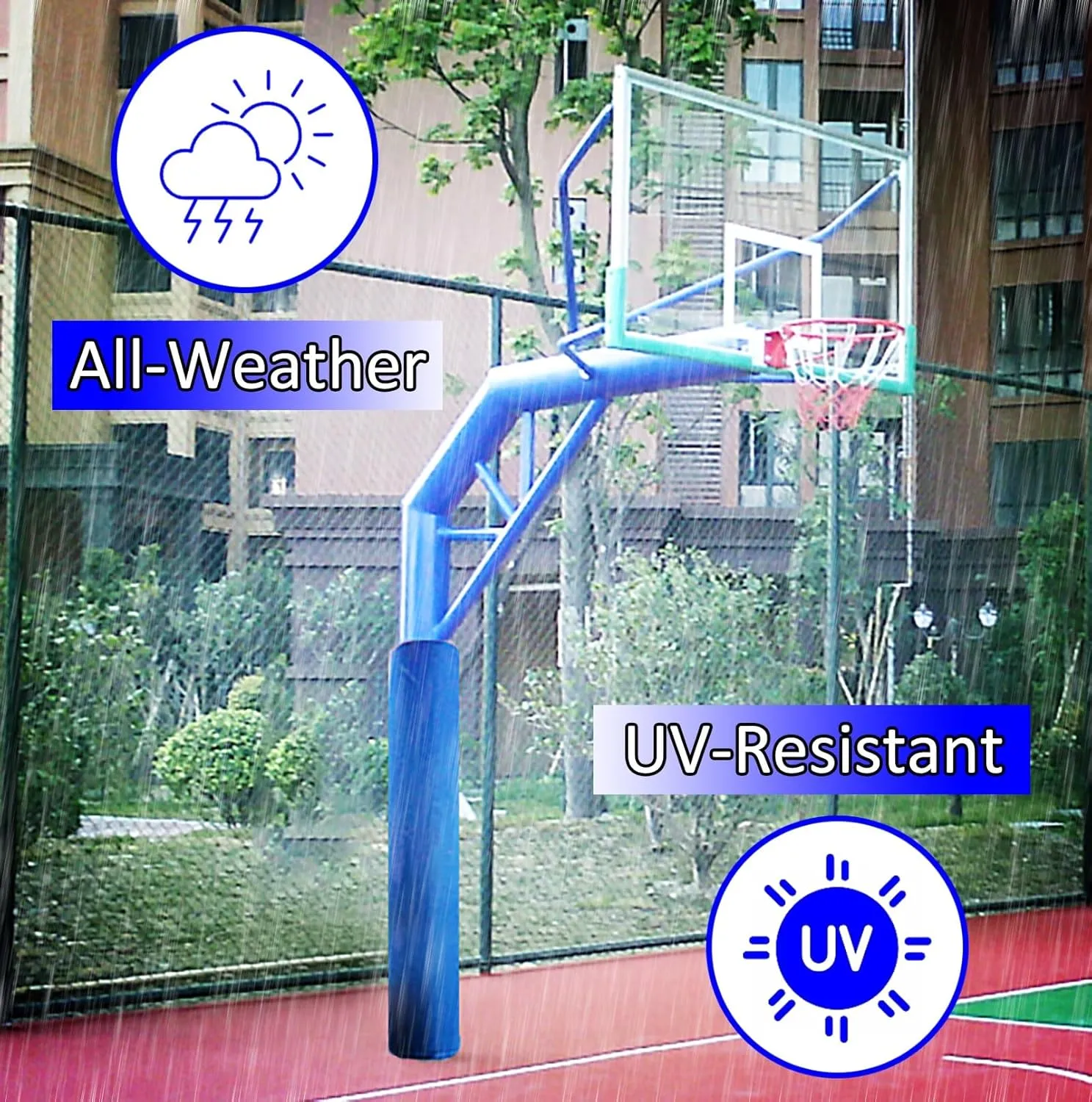 Pole Cushion Padding Wrap for Sunshade/Canopy/Lamppost, All-Weather Basketball Hoop Cover Protector/Protective Pads, Round Basketball Pole Pad Garage Post Padding(Gray,Dia 140mm (5 1/2in))
