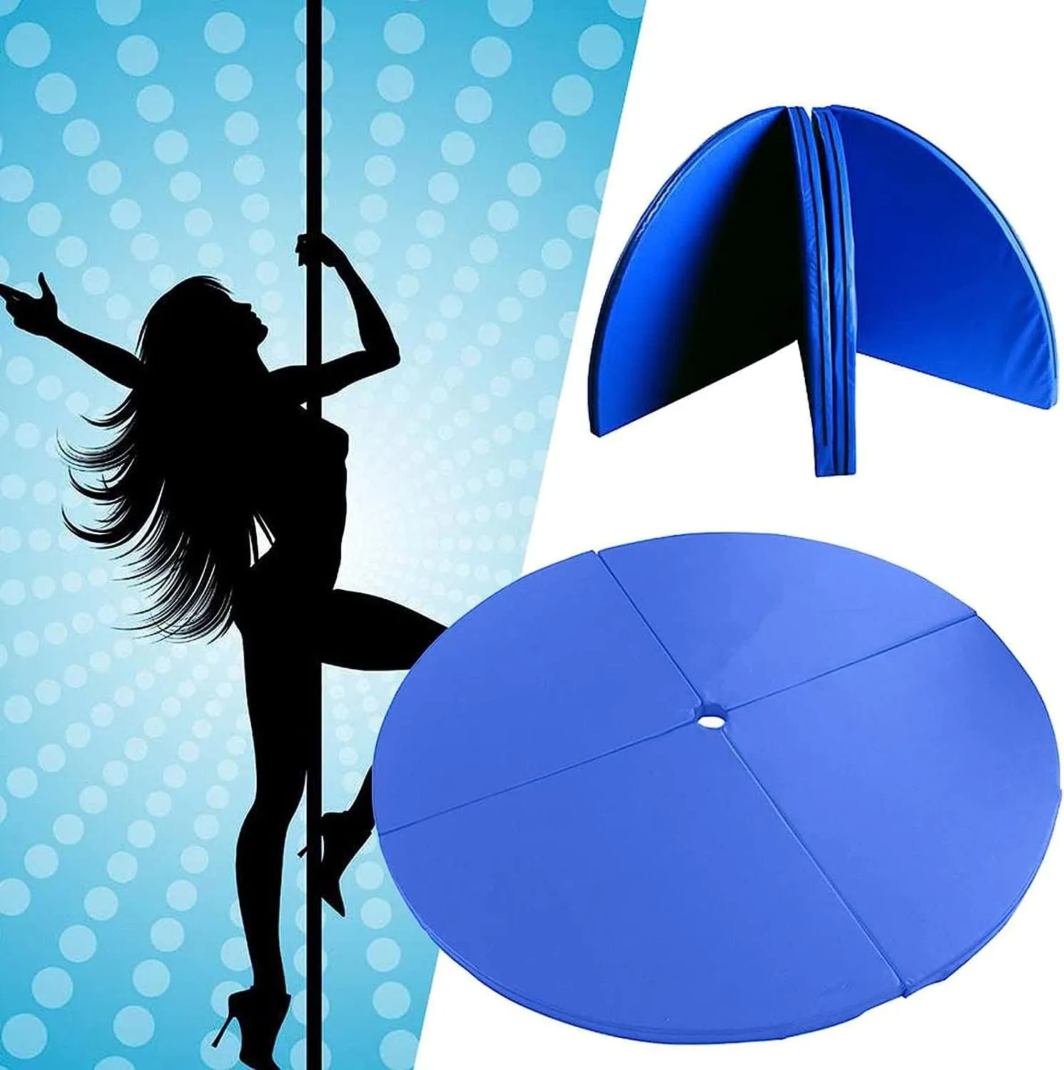 Pole Dance Mat, 120 CM Round Thicken Shock Absorption Foldable Pole Dance Crash Mat, Gymnastic Yoga Stripper Fitness Exercise Beginner Safety Protection Mat