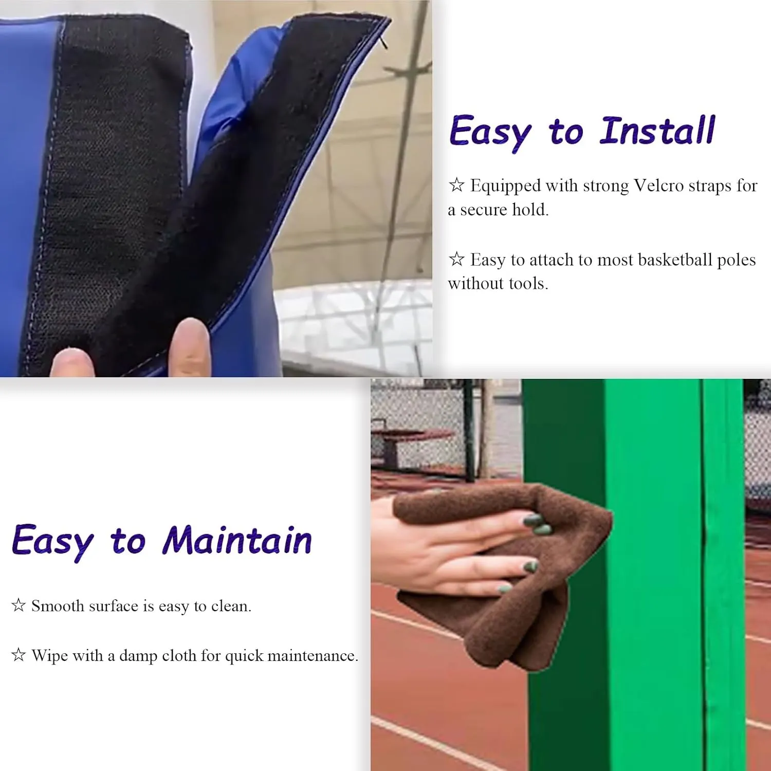 Pole Padding Gym Pole Padding for Trainer Protection and Safety, 72"/ 6ft Tall Wrap Around Pole, Professional Basketball Loop Accessories, Tear-Resistant(Pink A,10x10cm/4x4in)