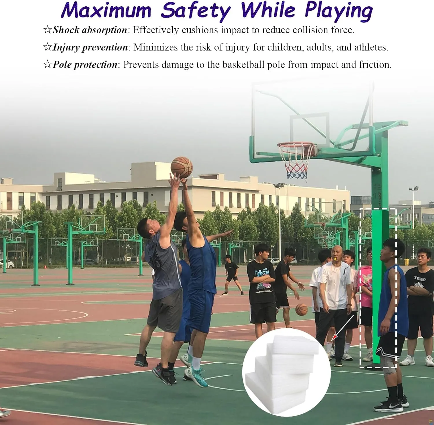 Pole Padding Gym Pole Padding for Trainer Protection and Safety, 72"/ 6ft Tall Wrap Around Pole, Professional Basketball Loop Accessories, Tear-Resistant(Pink A,10x10cm/4x4in)