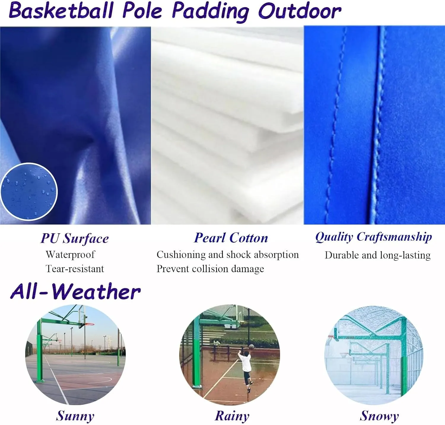 Pole Padding Outdoor Column Wrap with Velcro Straps, Park Pole Padding for Protection and Safety, UV-Resistant Basketball Training Equipment Universal(Yellow,5x5in/12x12cm)