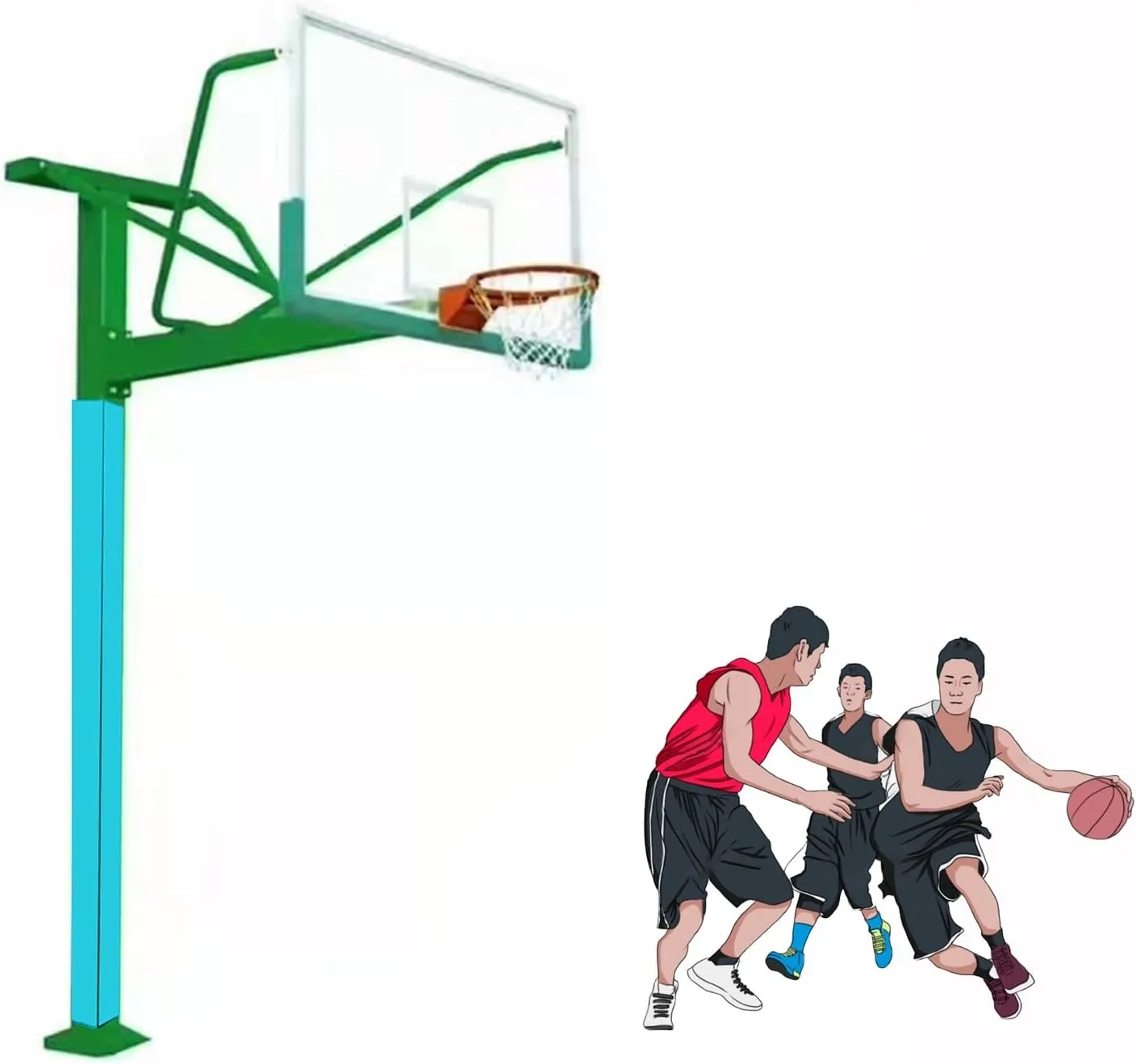 Pole Padding Self Adhesive Pole Pads for Basketball/Soccer/Volleyball Matches, 4"/ 5"/ 6"/ 7"/ 8" Basketball Hoop Padding, Post Protector/Wrap Around Pole(Blue C,6x6in/15x15cm)