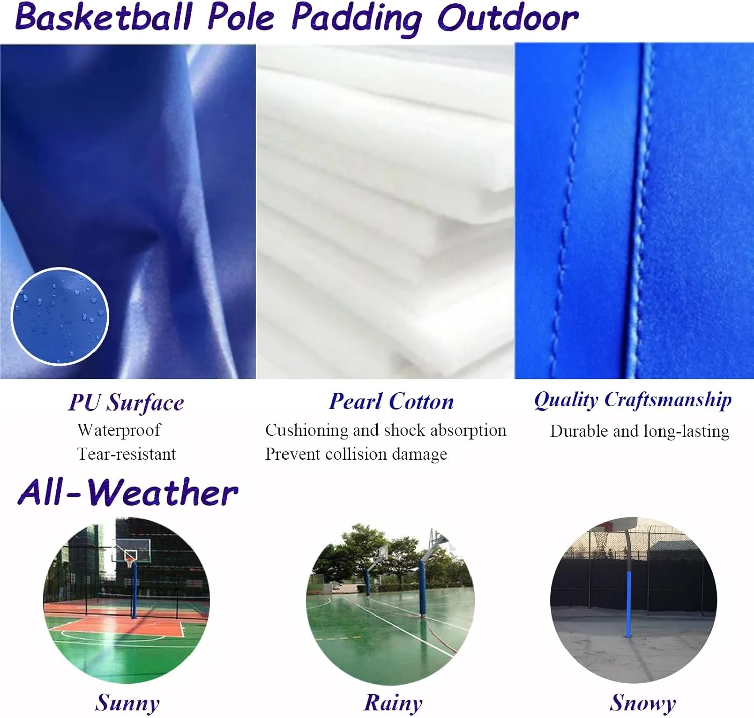 Pole Padding Weatherproof Basketball Pole Padding Outdoor, Wrap Around Pole Removable, Column Wrap with Velcro Straps, Basketball Training Equipment(Blue A,Dia 14cm(5 1/2"))