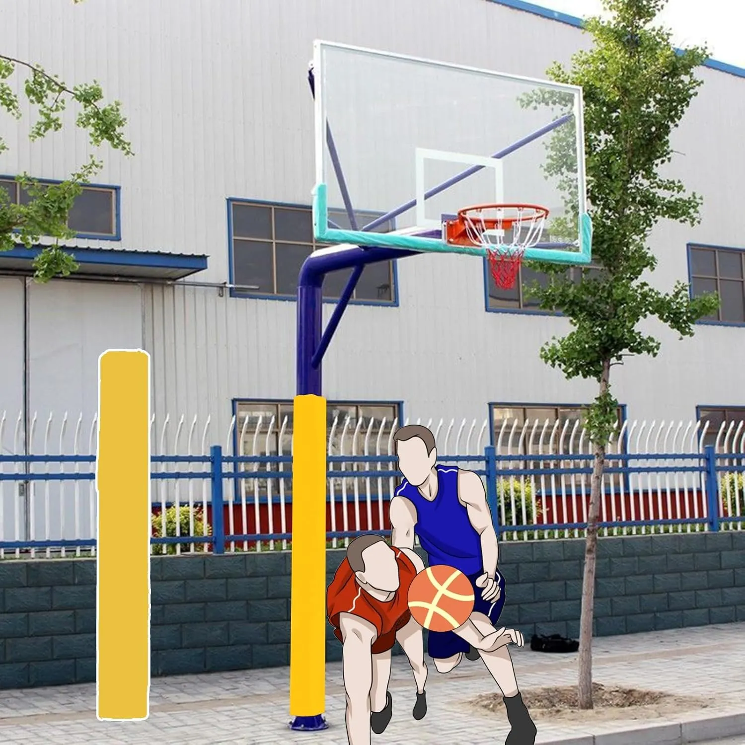 Pole Padding Wrap Around Pole Player Protection and Safety, 72" Tall Basketball Training Pad, Basketball Support Pole Cushion, Playground Poles Protector(Yellow,Dia 22cm(8.6"))