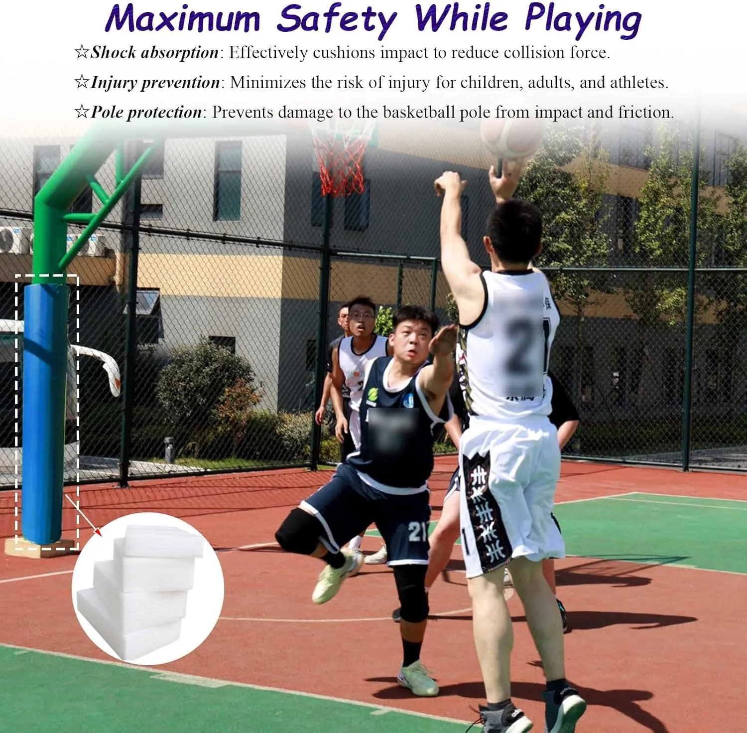 Pole Padding Wrap Around Pole Player Protection and Safety, 72" Tall Basketball Training Pad, Basketball Support Pole Cushion, Playground Poles Protector(Yellow,Dia 22cm(8.6"))