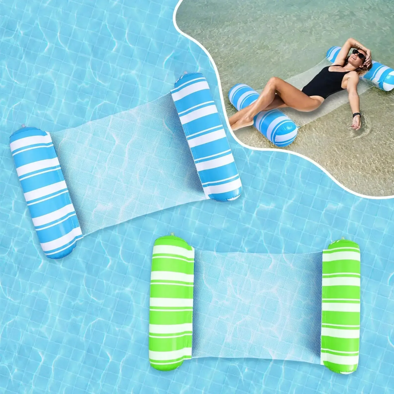 Pool Holiday special Float 4-in-1 Well-loved Swimming Inflatable Pack Pool 2 for Beach Float Water Pool DrifterLounger Floats Pool Hammock Hammock Adults FloatSaddle