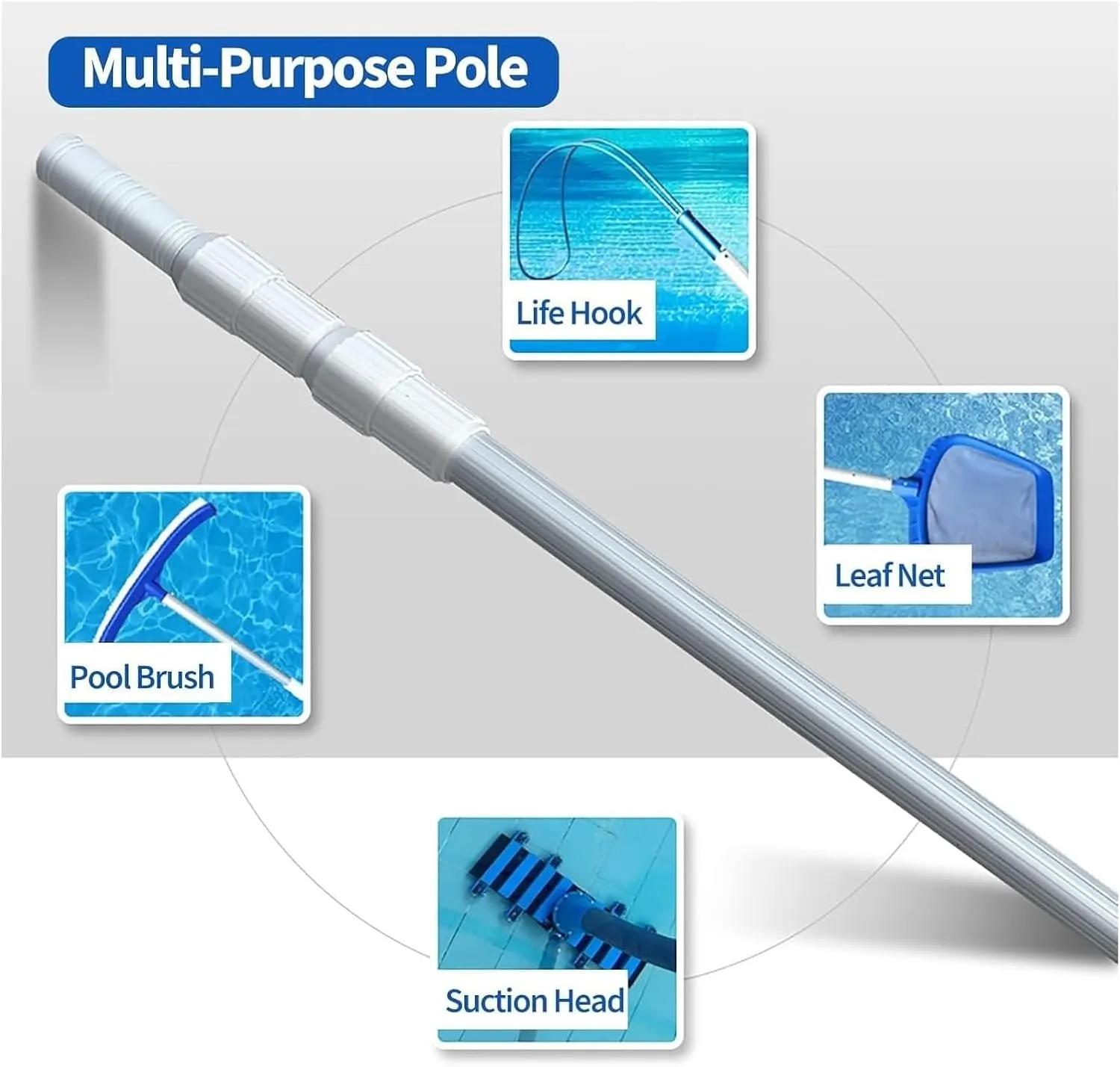 Pool Safety Hook,Safety Hook Pool Pole, Aluminum Telescopic Pool Rescues Hook With Pole Swimming Safety Hook Pool Pole Life Saving Hook Rescues Equipment(Round Safety Hook 1m/3.3ft Telescopic Rod)