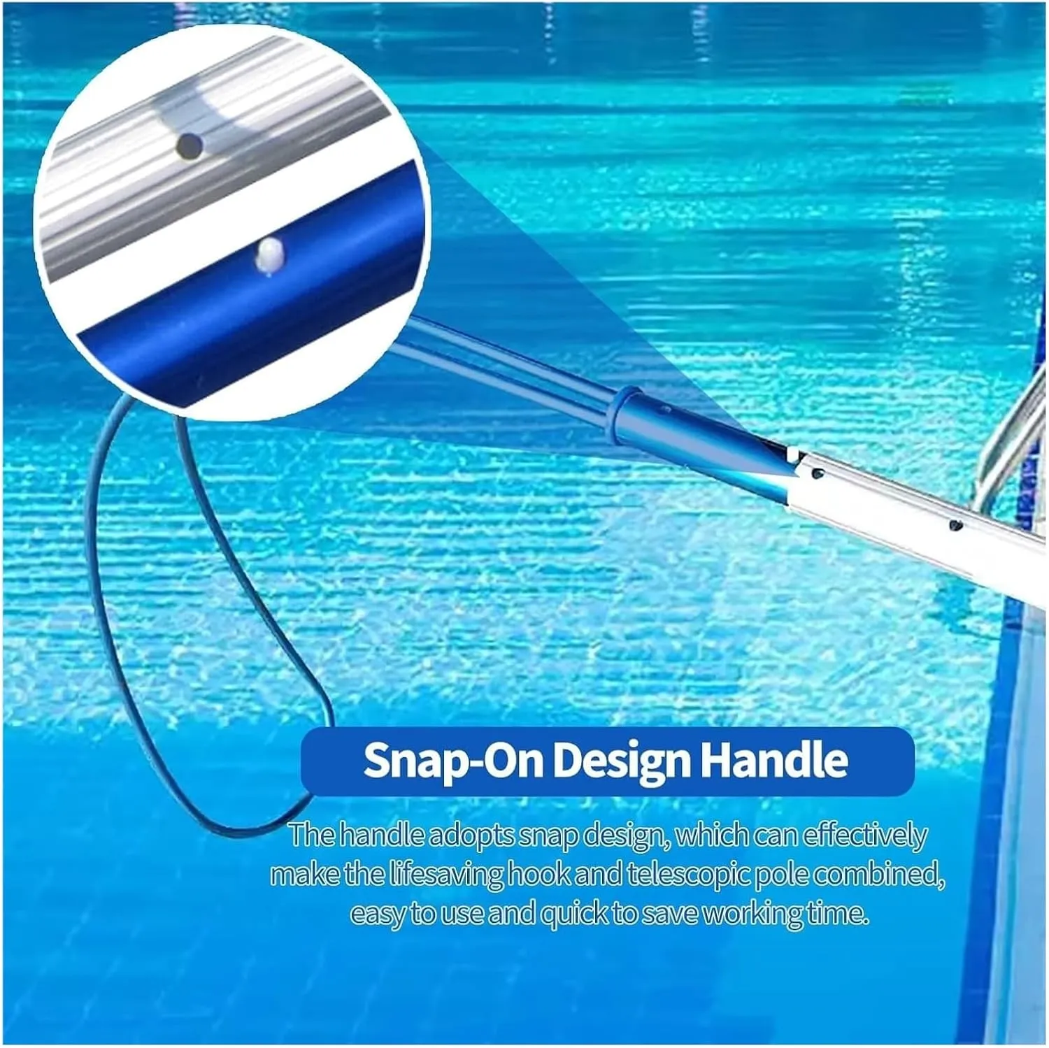Pool Safety Hook,Safety Hook Pool Pole, Aluminum Telescopic Pool Rescues Hook With Pole Swimming Safety Hook Pool Pole Life Saving Hook Rescues Equipment(Round Safety Hook 1m/3.3ft Telescopic Rod)