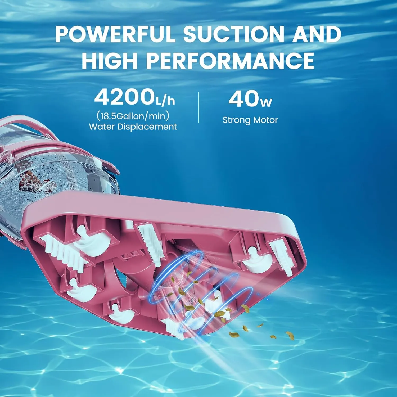 Pool Vacuum for Above Ground Pool with a Telescopic Pole, Running time up to 1H, T403 Handheld Rechargeable Pool Cleaner with Powerful Suction up to 18.5 gallons/min, Ideal for Leaves, Debris