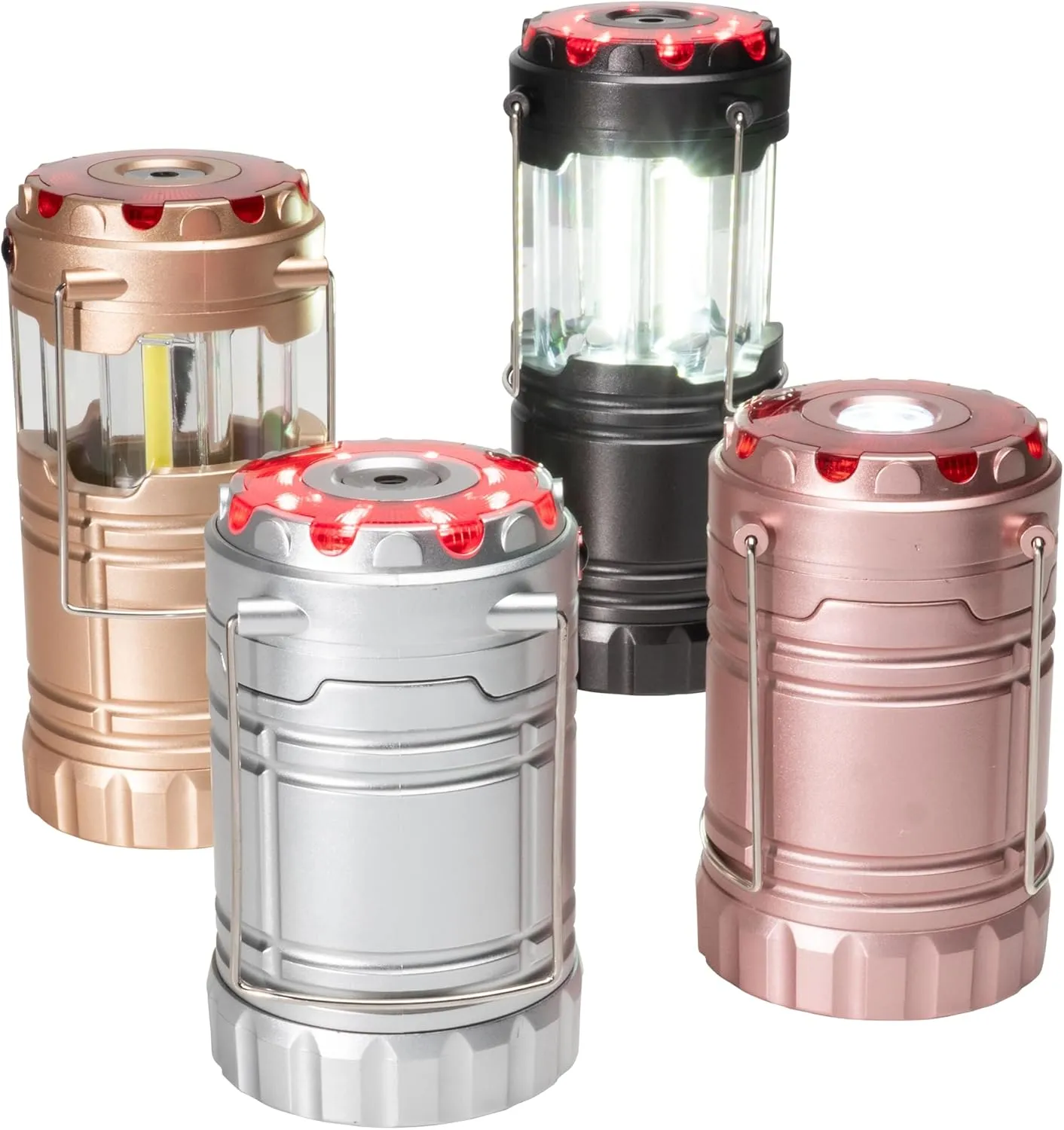 Pop-Up Lanterns with Flashlight & Emergency Flash (4-Pack) (Metallics)