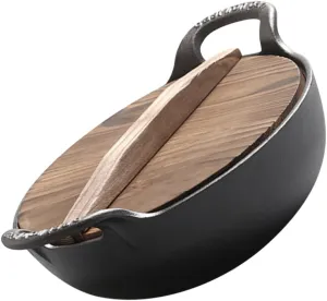 POPETPOP Cast Iron Skillet Saucepan Cast Iron Cookware Sets Pan Handle Skillet Pan Lid Non-sticky Pot Easy Cleaning Home Outdoor Cooking