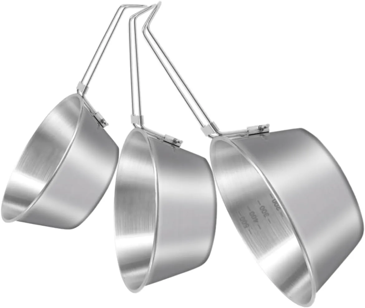 POPETPOP Multi-use Stainless Steel Folding Bowl with Handle Camping Bowl for Hiking Bbq Picnic Set