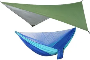 Portable Camping Hammock with Mosquito Net and Rain Fly Tarp Set Canopy Tent Outdoor Camping Mosquito Swing Bed Waterproof,12
