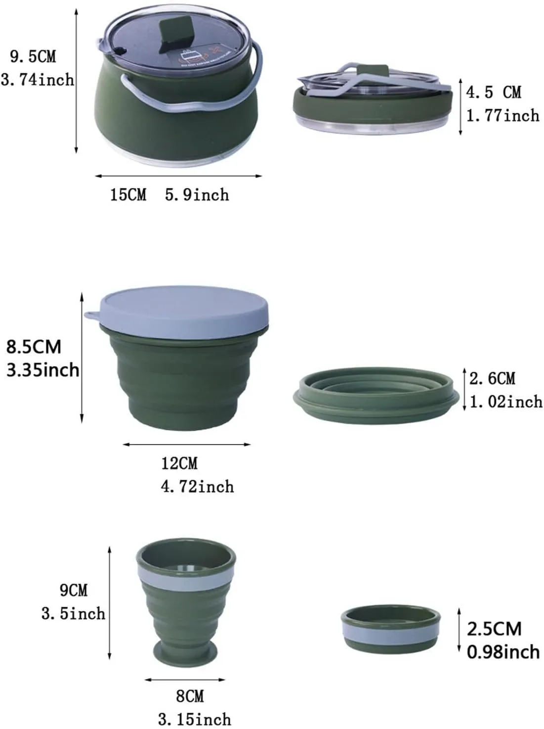 Portable Camping Kettle Teapot with Bowl and Cup for Outdoor Use