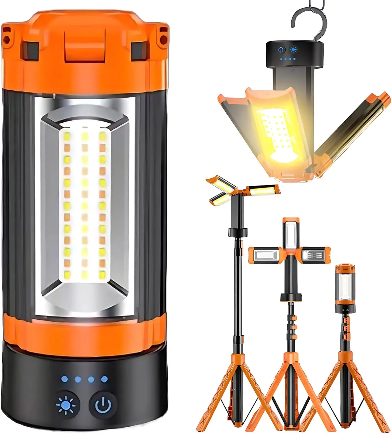 Portable Camping Light with Stand – 10000mAh Rechargeable Camping Light Telescopic Lantern LED Torch, Magnetic Collapsible Camping Lantern, Cordless Dimmable Camping Tent Lamp for Outdoor Emergency