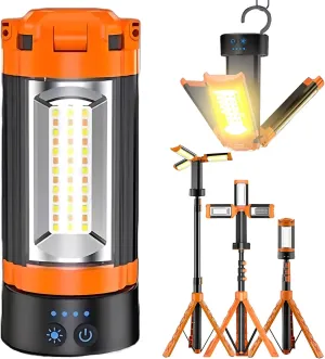 Portable Camping Light with Stand – 10000mAh Rechargeable Camping Light Telescopic Lantern LED Torch, Magnetic Collapsible Camping Lantern, Cordless Dimmable Camping Tent Lamp for Outdoor Emergency