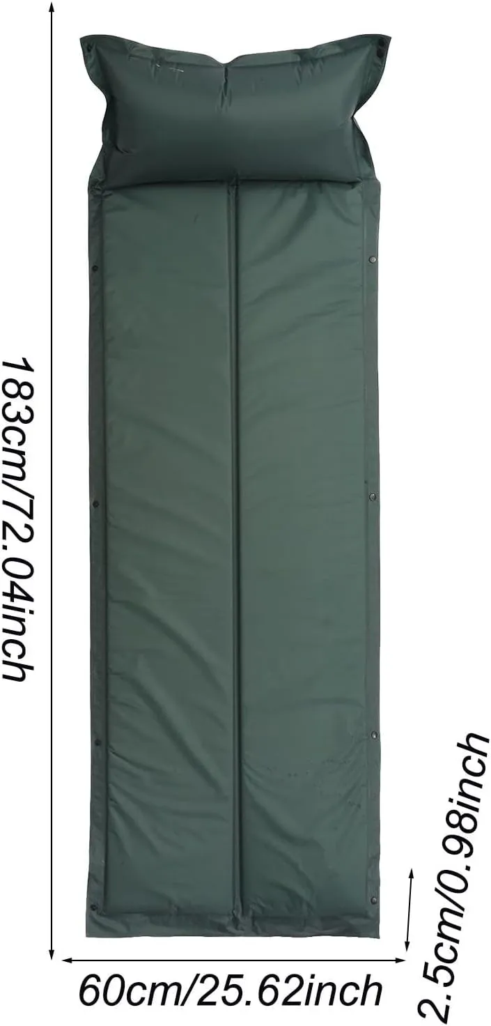 Portable Camping Mattress, Inflatable Camping Mat, Lightweight Sleeping Pad, Versatile Camping Sleeping Pad, 183x60x2.5cm/72.0x23.6x0.9in for Backpacking and Traveling, Navy Blue, Green