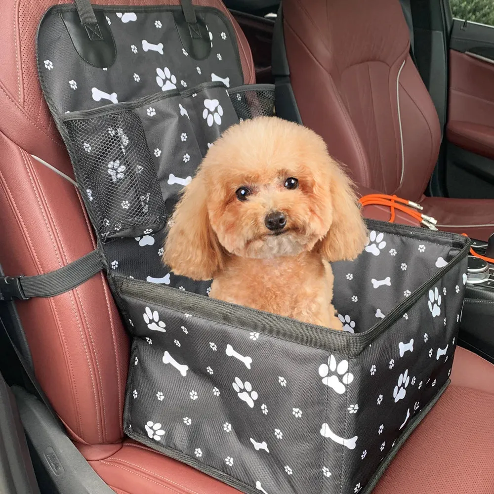 Portable Dog Car Seat with Storage Pockets