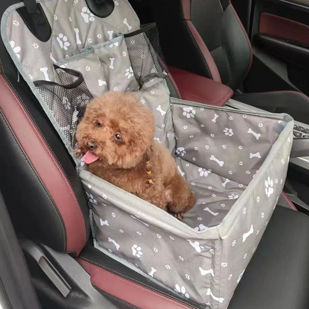 Portable Dog Car Seat with Storage Pockets