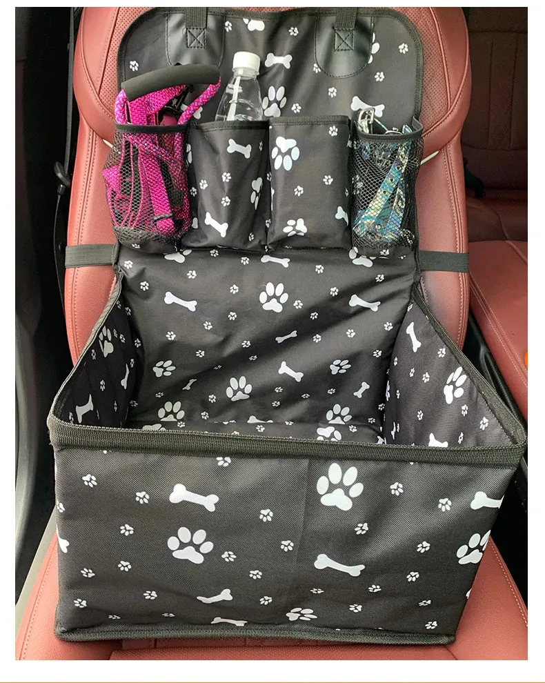 Portable Dog Car Seat with Storage Pockets