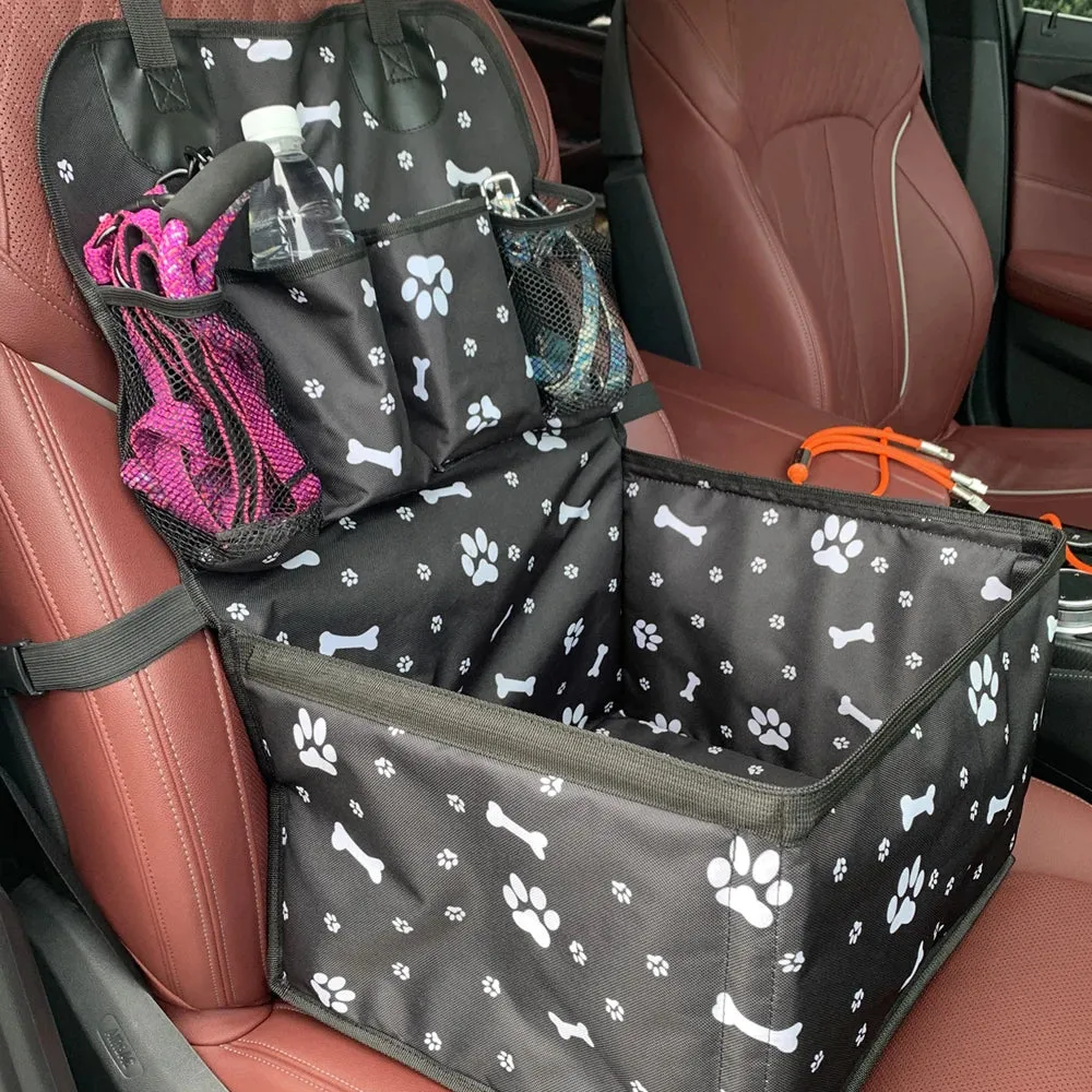Portable Dog Car Seat with Storage Pockets