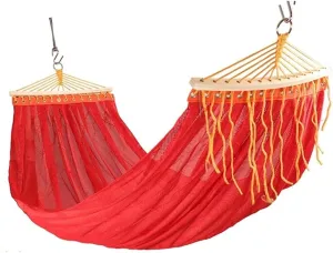 Portable Double Hammock Anti-Rollover Mesh Breathable Mesh Leisure Can Withstand Weight 250kg for Backpacking Beach (Color : Rojo)