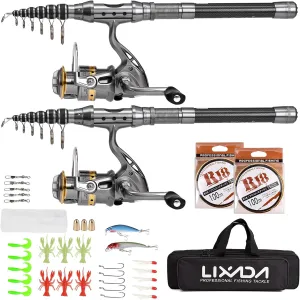 Portable Fishing Rod Telescopic Fishing Pole Fishing Rod and Reel Combo telescoping Fishing rods sea Fishing Rod and Reel Combos Portable Fishing Pole Fishing Pole Combo Set 2PCS Rod and Reel
