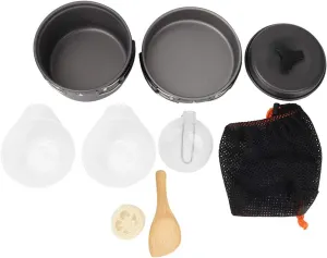 Portable Folding Pan & Pot Set | Aluminum Alloy Cookware for Camping/Hiking/Picnic | Non - Stick & Easy to Carry | 1-2 People Outdoor Cooking