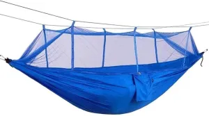 Portable Hammocks 1-2 Person Portable Outdoor Camping Hammock Parachute Fabric Hanging Bed Hunting Sleeping Swing Hamac Hammock for Outdoor(Blue)