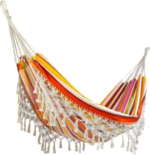 Portable Hammocks Camping Swing Chair Portable Outdoor Hammock Color Stripes Cotton Fabrics with Carrying Bag for Outdoors Gardens Travel Hammock for Outdoor(Orange)