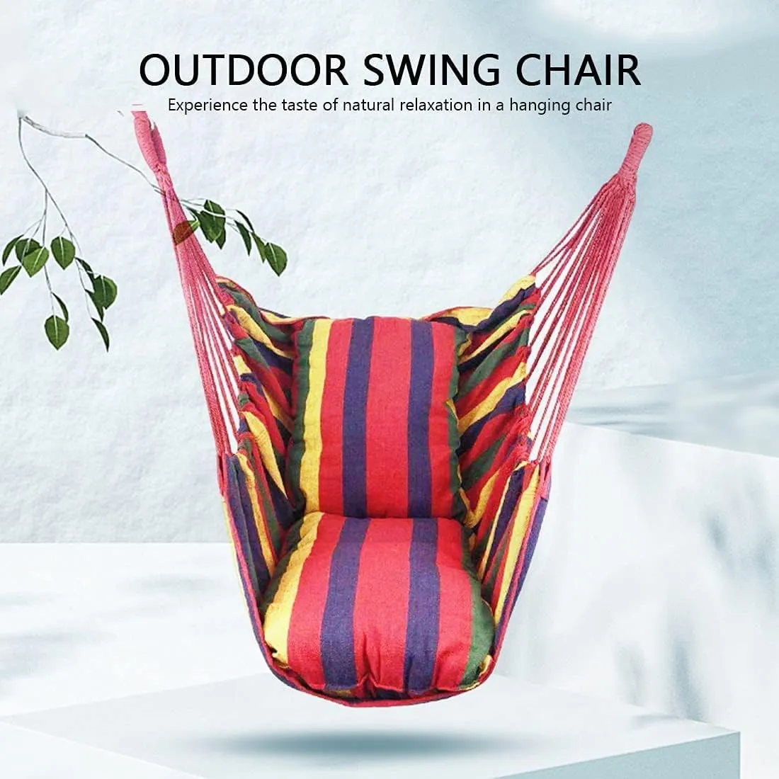 Portable Hammocks Outdoor Hammock Thicken Chair Hanging Portable Relaxation Canvas Swing Travel Camping Lazy Chair Hammock for Outdoor(Blue and White a)