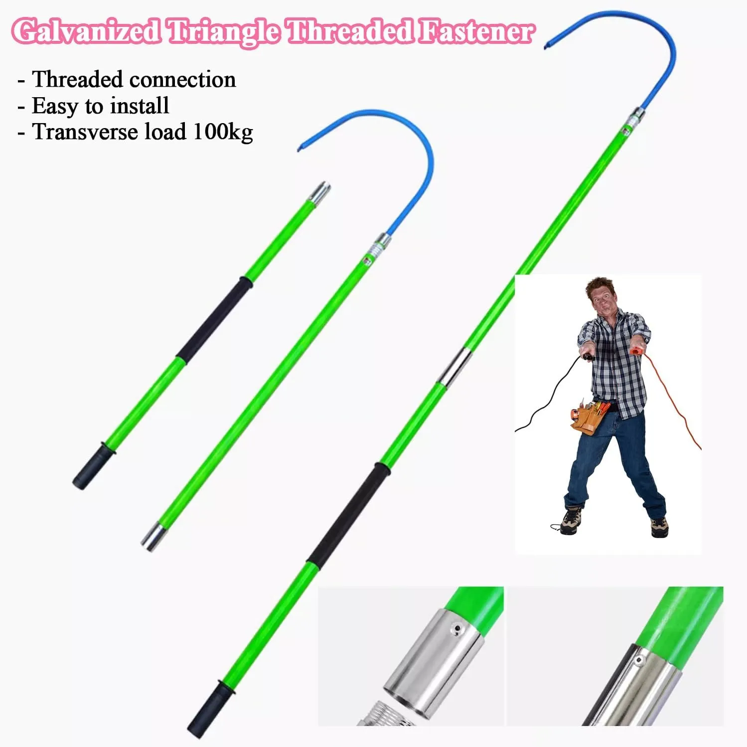 Portable Insulated Handle Rescue Hook, High Voltage Safety Anti-electrocution Emergency Lifesaving Pole/Lifeguard Rod Kit/Pulling Man Hook, Industrial Electrical Shock Rescue Stick For Fire Electricia